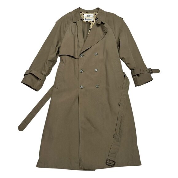 LONDON FOG Retro Y2K Luxury Designer Long Trench Water Resistant Coat Mens Large - Picture 5 of 5